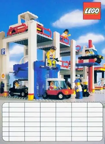 Stundenplan LEGO Legoland City, Dänisch, Parkgarage, Waschstraße mit Fahrzeugen 1988