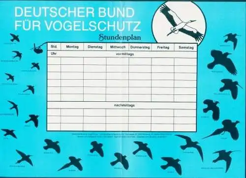 Stundenplan, Deutscher Bund für Bogelschutz