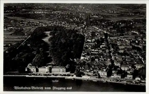 Ak Biebrich am Rhein Wiesbaden, Fliegeraufnahme