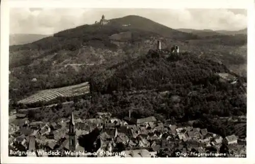 Ak Weinheim an der Bergstraße Baden, Burgruine Windeck, Fliegeraufnahme