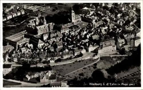 Ak Weilburg an der Lahn Hessen, Fliegeraufnahme