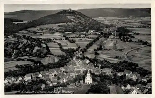 Ak Sandbach Breuberg im Odenwald Hessen, Gesamtansicht mit Burg Breuberg