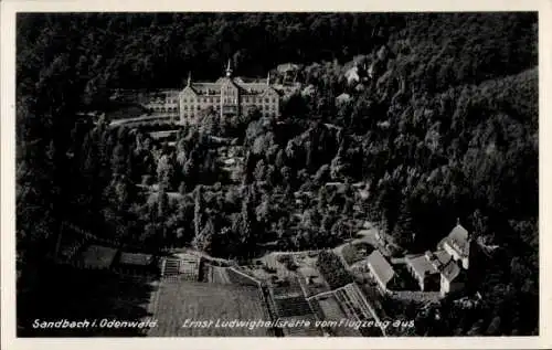 Ak Sandbach Breuberg im Odenwald Hessen, Ernst-Ludwigheilstätte, Luftbild