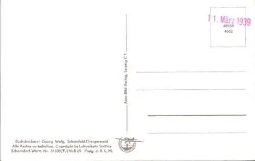 Ak Scheinfeld Mittelfranken, Fliegeraufnahme