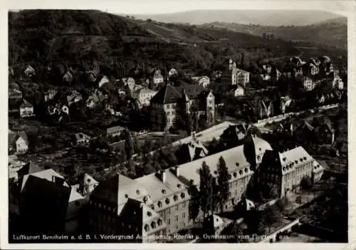 Ak Bensheim an der Bergstraße Hessen, Fliegeraufnahme, Aufbauschule Konflikt und Gymnasium