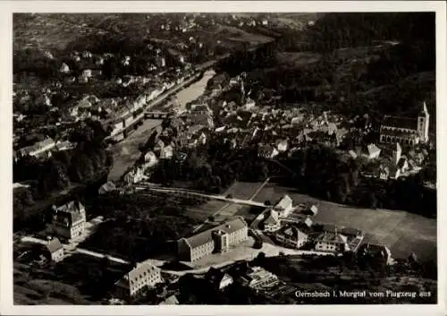 Ak Gernsbach im Murgtal Schwarzwald, Fliegeraufnahme