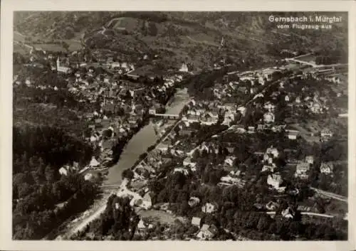 Ak Gernsbach im Murgtal Schwarzwald, Fliegeraufnahme