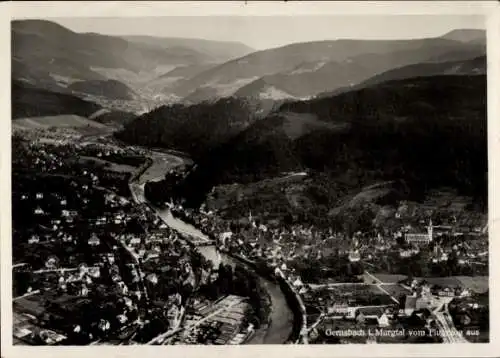 Ak Gernsbach im Murgtal Schwarzwald, Fliegeraufnahme