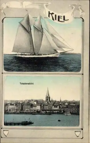 Ak Kiel, Totalansicht, Segelschiff