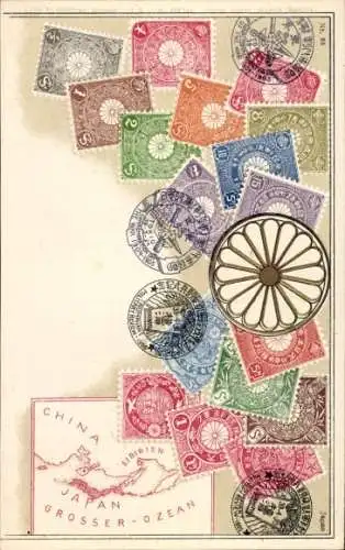 Briefmarken Ak China-Japan-Sibirien, Großer Ozean