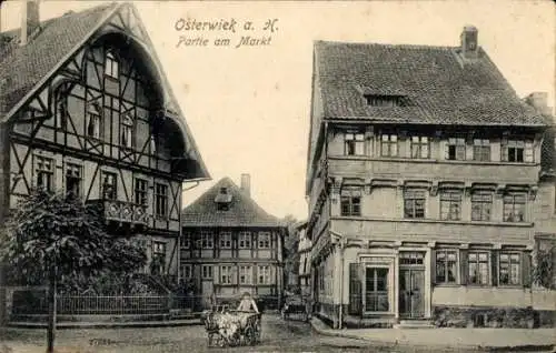 Ak Osterwieck am Harz, Markt, Fachwerkhaus