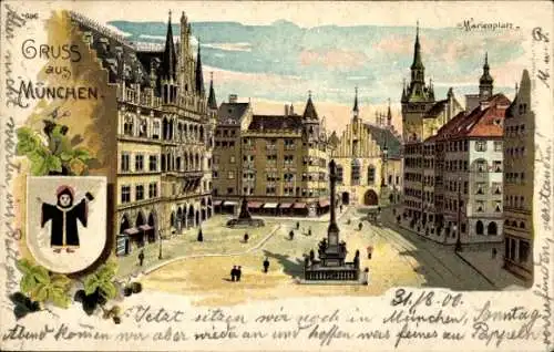 Litho München, Marienplatz, Kindl