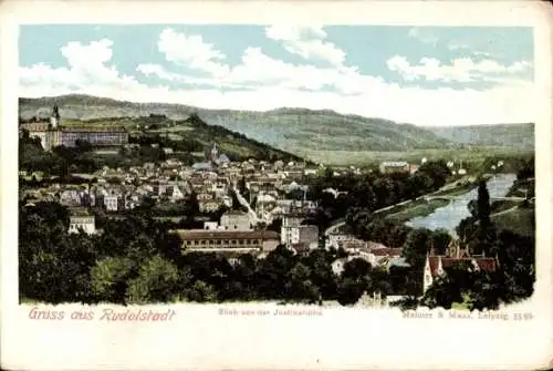 Ak Rudolstadt in Thüringen, Blick von der Justinshöhe