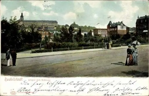 Ak Rudolstadt in Thüringen, Anger mit Schloss