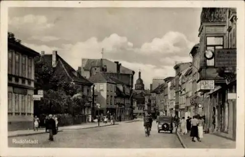 Ak Rudolstadt in Thüringen, Straßenpartie, Geschäfte