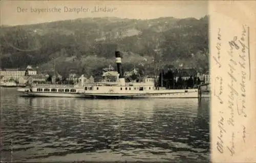 Ak Bodensee, Der bayerische Dampfer Lindau