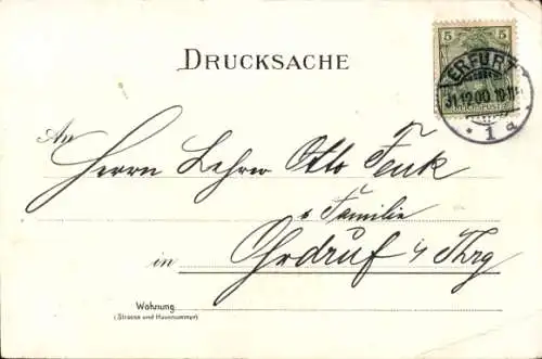 Litho Erfurt in Thüringen, Alt-Erfurt, Venedig, Lehmannsbrücke