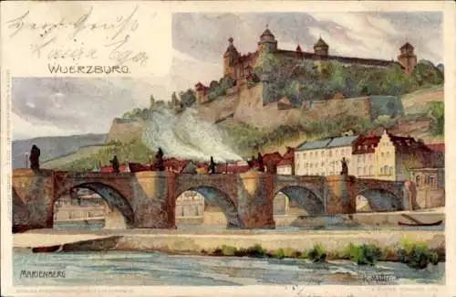 Künstler Litho Mutter, K, Würzburg am Main Unterfranken, Marienberg