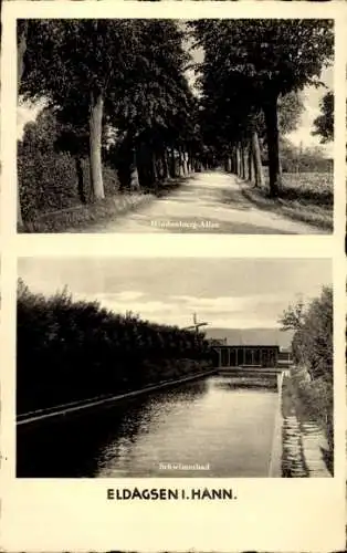 Ak Eldagsen Springe am Deister Niedersachsen, Hindenburg-Allee, Schwimmbad