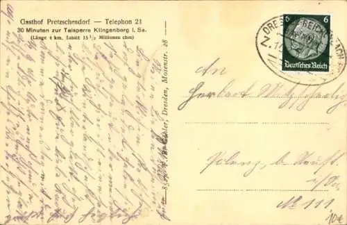 Ak Pretzschendorf Sachsen, Gasthof, Garten