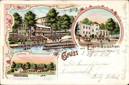 Litho Berlin Treptow Plänterwald, Gasthaus Eierhäuschen, Forsthaus