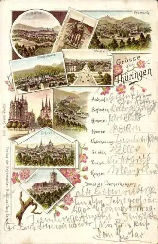 Litho Lutherstadt Eisenach in Thüringen, Gotha, Friedrichroda, Erfurt