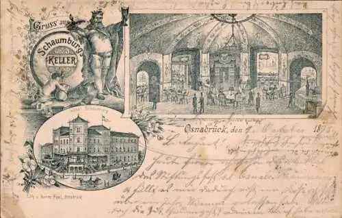 Vorläufer Litho Osnabrück in Niedersachsen, Schaumburgs Keller, Hotel Schaumburg