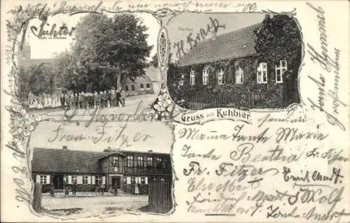 Ak Kuhbier Groß Pankow in der Prignitz, Kirche, Schulhaus, Pfarrhaus, Gehöft