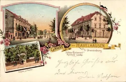 Litho Havelhausen Hohen Neuendorf Oberhavel, Schloss-Restaurant, Eingang zum Garten