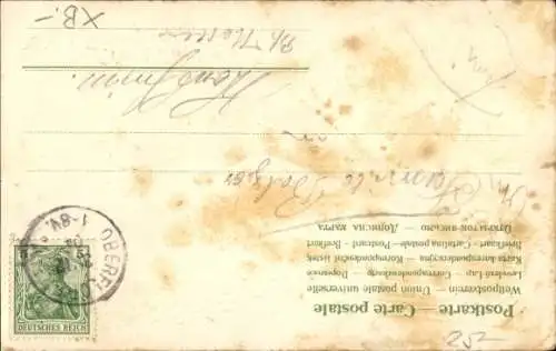 Präge Litho Fröhliches Neujahr, Grammophon, Katze