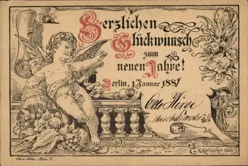 Vorläufer Litho Stadtbrief Berlin, Packetfahrt, Fröhliches Neujahr, Engel