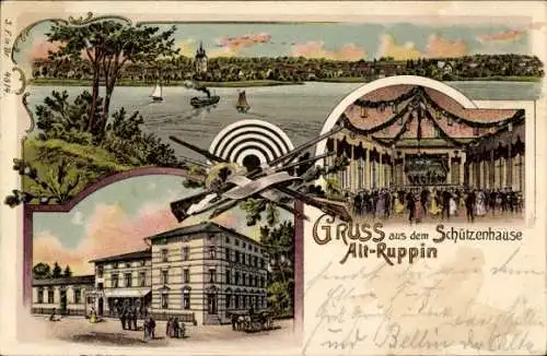 Litho Altruppin Neuruppin in Brandenburg, Panorama, Schützenhaus, Saal