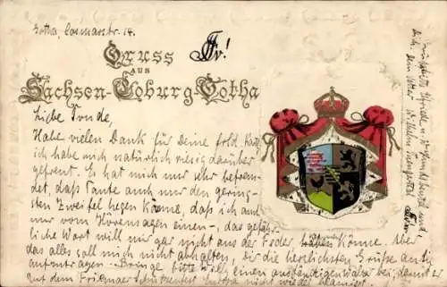 Präge Wappen Ak Herzogtum Sachsen Coburg und Gotha