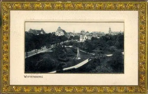 Präge Passepartout Ak Lutherstadt Wittenberg in Sachsen Anhalt, Park, Straße