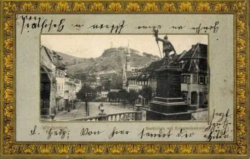 Präge Passepartout Ak Weinheim an der Bergstraße Baden, Marktplatz, Kriegerdenkmal