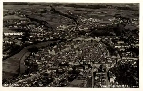 Ak Ansbach in Mittelfranken Bayern, Fliegeraufnahme