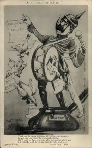 Ak Karikatur von Kaiser Wilhelm II., Gedicht