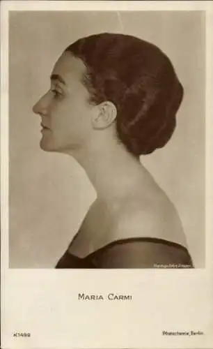 Ak Schauspielerin Maria Carmi, Portrait im Profil, PH Berlin K 1499