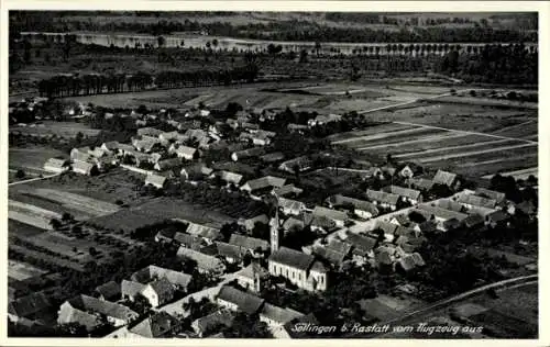 Ak Söllingen Rheinmünster am Rhein, Fliegeraufnahme