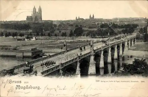 Ak Magdeburg an der Elbe, Panorama, Brücke