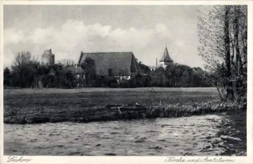 Ak Lüchow im Wendland, Kirche und Amtsturm