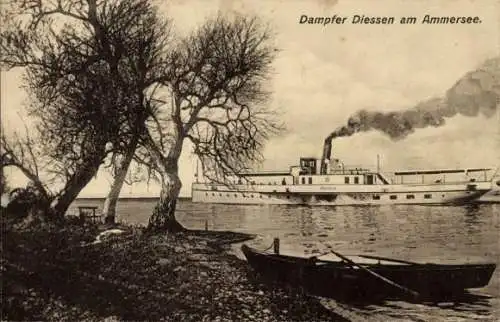 Ak Dießen am Ammersee Oberbayern, Dampfer