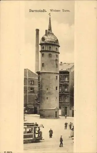 Ak Darmstadt in Hessen, Weißer Turm