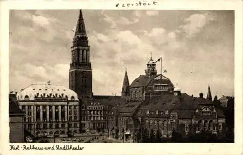 Ak Kiel, Rathaus, Stadttheater