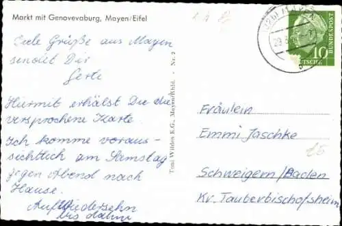 Ak Mayen in der Eifel, Markt, Genovevaburg