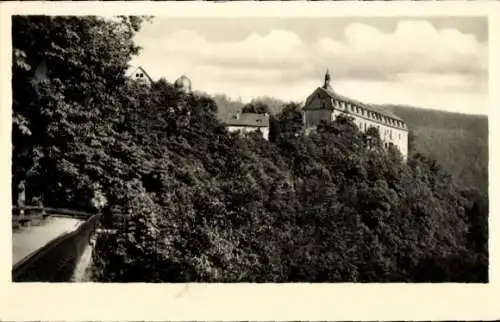 Ak Schwarzburg in Thüringen, Schloss, Blick von der Schlossterrasse