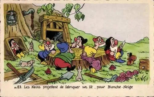 Ak Blanche Neige et les Sept Nains, Walt Disney, Schneewittchen, Zwerge