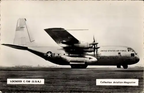 Foto Ak Amerikanisches Kampfflugzeug, Lockheed C 130, USA