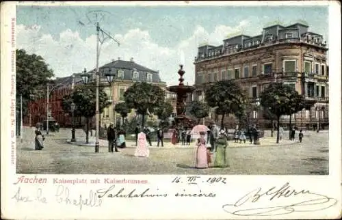 Ak Aachen, Kaiserplatz, Kaiserbrunnen