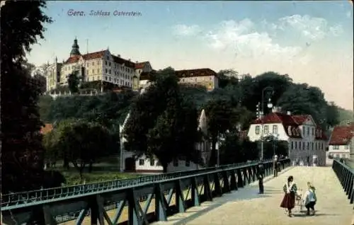 Ak Gera in Thüringen, Schloss Osterstein, Brücke